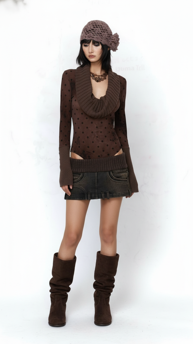 ShineKnit Denim Skirt